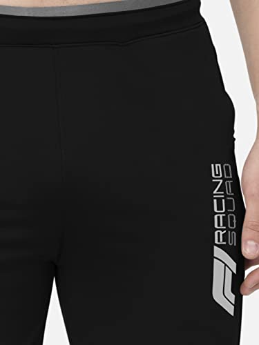 Image of BULLMER Black Trendy Printed Cotton Blend Active Athleisure Trackpant for Men