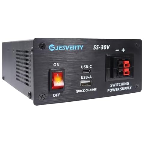 JESVERTY SS-30V 13.8V 30A DC Regulated Universal Compact Bench Power Supply, AC-DC Power Converter, 20W USB & Type-C Quick-Charge, Anderson Connectors & 1/4 inch Bingding Posts for HAM&Amateur Radio Cover