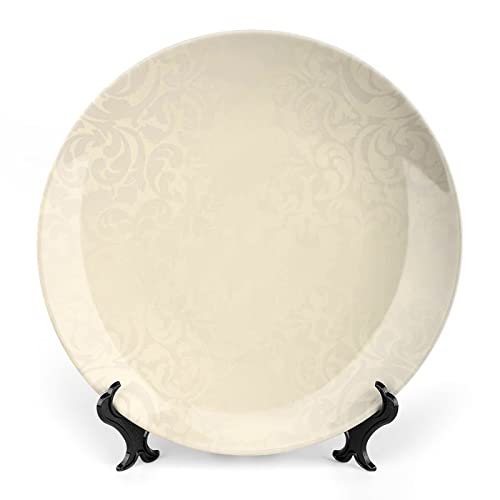 XISUNYA 7 Inch Decorative Plate, Ivory Ceramic Craft, Classic Victorian