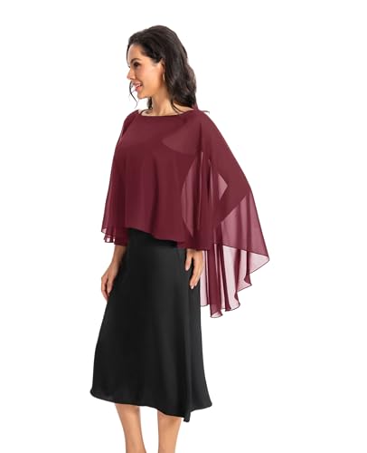 Image of Baoqiya Chiffon Capes Sheer Capelets Long Cape Poncho For Women Plus Size