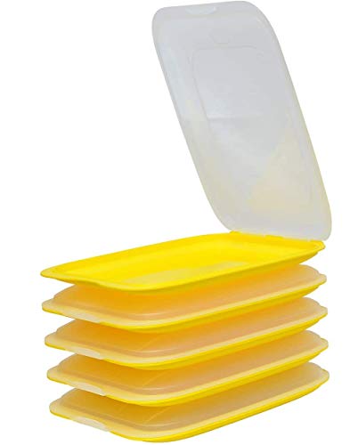 Design 5x Aufschnittboxen / Frischhalteboxen / Frischhaltedose stapelbar in der Farbe Gelb geeignet für Aufschnitt wie Wurst und Käse und vieles mehr in der Größe 25x17x3.3cm Cover
