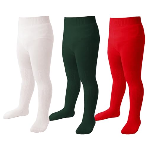 Image of Marchare Baby Girls Tights Thick Solid Cable Knit Leggings Winter Warm Stockings For Toddler Girls 1 /2 /3 /4 /5 Pack