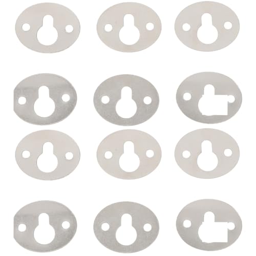 Image of TEHAUX 30 Pack Oval Keyhole Hangers 0.98 X 0.78 X 0.07 in Metal Shelf Brackets Hangers Picture Frame Hanging Hardware for Wall Art Home Office and Decor