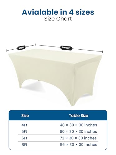Image of Utopia Kitchen Spandex Tablecloth 2 Pack [4FT, Ivory] Tight, Fitted, Washable and Wrinkle Resistant Stretch Table Cloth Rectangle Cover for Trade Show, Weddings & Parties [48Lx30Wx30H Inch]