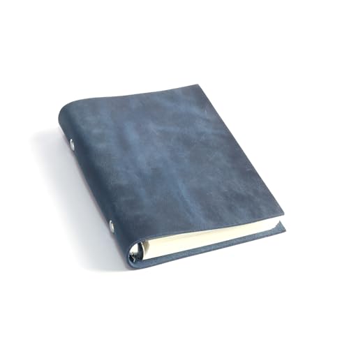 Carnet A6 rechargeable bleu en cuir véritable pour ne plus perdre vos notes