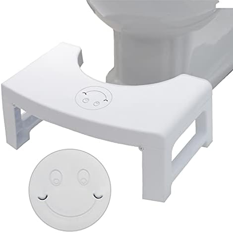 Toilet Stool Poop Stool Adult, Toilet seat Footstool, Foldable Bathroom Stool with Scented Bead Box Folding Squat for Toddler and Adult Replaceable Spice Box Fit for Toddler and Adult, 7inch(White)
