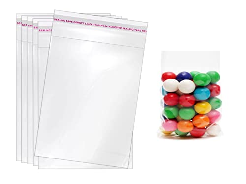Bolsas celofán transparente, bolsas de plástico cierre autoadhesivas, bolsas autoadhesivas de embalaje para joyas, regalos y chuches. (11 X 18 Cm (200 Piezas))