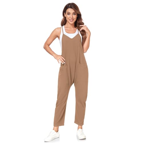 VUTRU Stylischer Damen Sommer Overall – Ärmelloser Jumpsuit mit lockerer Passform,V-Ausschnitt,trendy Spaghetti-Träger u...
