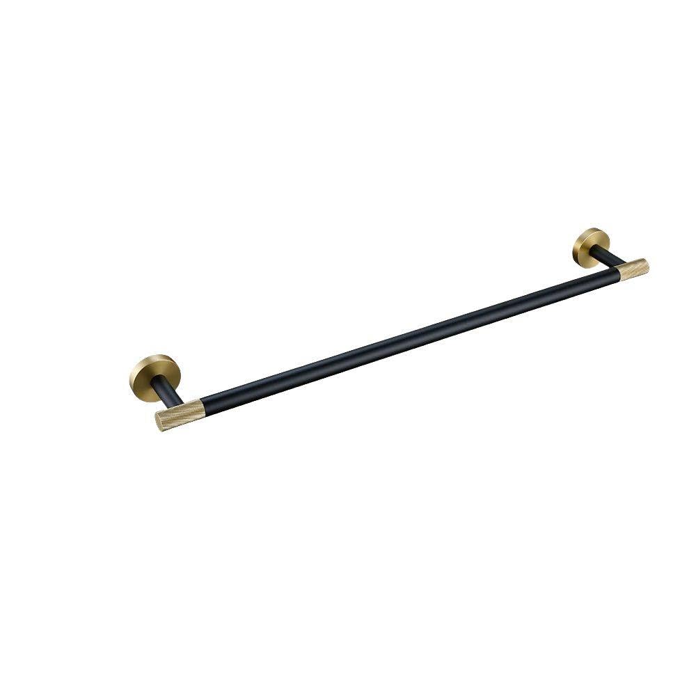 Porte-serviettes or brossé et noir mat moleté pour salle de bain chic