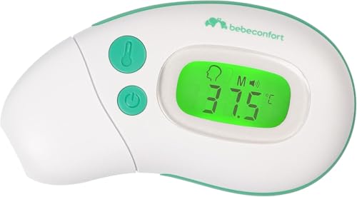 Mini Termometro Multifunzione Bebeconfort, 4 Funzioni in 1, 0+ Mesi, Contactless, Tecnologia a Infrarossi, Indicatore di Febbre, Intelligente e Intuitivo, Compatto e Portatile, Green