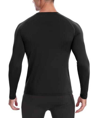 Eobekee EBK0104165_03_BLACK_US:M Mens Thermal Compression Shirts, Warm Long Sleeve Fleece Lined Tops Athletic Base Layer For Running Cold Weather Black thumb #1