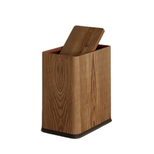 Poubelle fine en bois double compartiment 12L couleur noyer