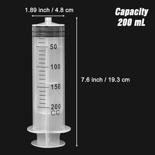 Image of 2pcs 200ml Large Plastic Syringes with 2pcs 47in Tubing and Luer Tips | Individually Sterile Packed,for Measuring,Feeding,Refilling,Watering, Filtration and Laboratory Applications without Needles