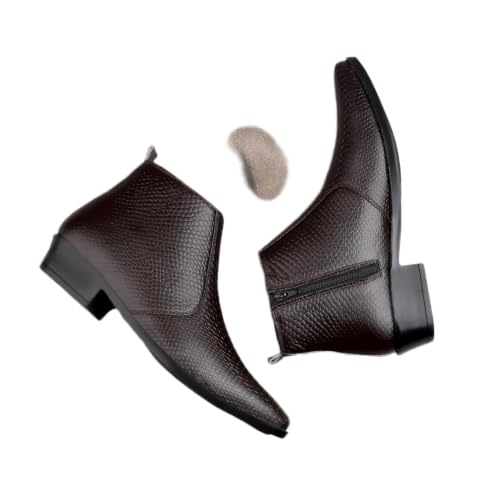 Image of ERIX Men's Chelsea Boot in Black Synthetic Leather with Zip Closure and Almond Toe