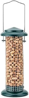iBorn Metal Bird Feeder Peanut Feeders For Birds Hanging,Nut Feeder for Wild Birds Garden Outdoors, Vintage Pine Green 8 Inch Tall