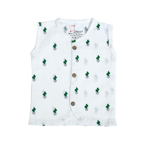 Image of 100% Cotton Printed Front Open Jabla | Green,White Jhabla | for Newborn & Infants | All Season wear Jabala Baby Products | Sleeveless Regular Fit Vest | Assorted Pack of 3| Size - 0-3 Months