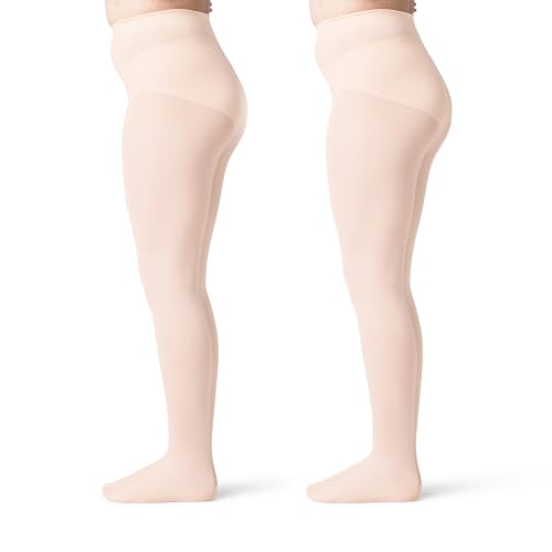 Image of Silky Toes Girls Opaque Microfiber Tights 1-2 Pairs Black White or Colored Nylon Stockings for Kids - ballet footed tights