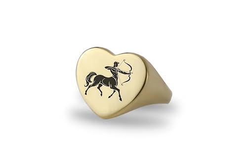 Chevalière Centaure gravée le cadeau mythique personnalisé en forme de coeur