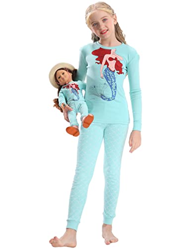 Image of Babyroom Girls Matching Doll&Toddler 4 Piece Cotton Pajamas Toddler Christmas Sleepwear