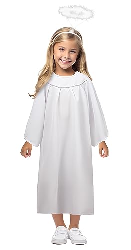Disfraz de ángel para niñas con halo y túnica