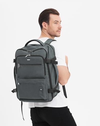 WANDF Personal Item Travel Bag 18x14x8, Carry On Laptop Backpack(Grey) - image 9