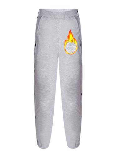 Kaerm Kids Boys Side Split Button Surgery Pants Basketball Post-Surgery Trousers Fleece-Lined Sport Sweatpants