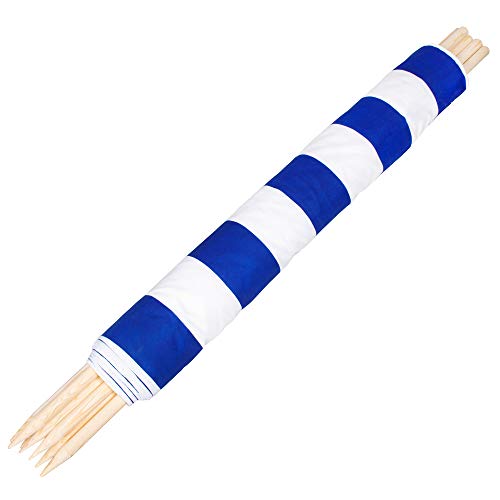 SPRINGOS Paravento da spiaggia, 6 m, per la privacy, per spiaggia, giardino, spiaggia, spiaggia, vacanze al mare (a righe/bianco/blu navy, 6 m)