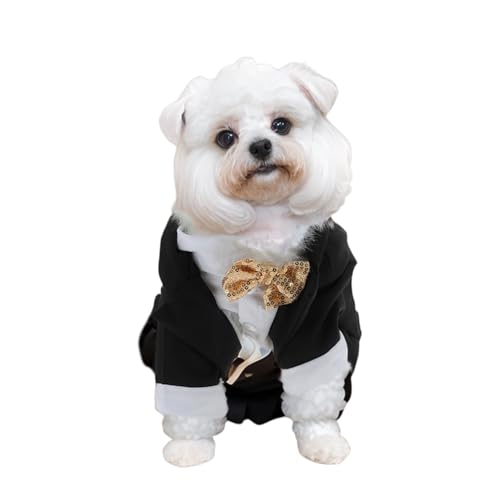 RENEWREVITAL Dog Tuxedo, Stylish Pet Formal Attire, Dog Wedding Outfit, Dog Shirt Puppy Clothes Dress Up Cosplay for Small Medium Dogs, Medium, Black