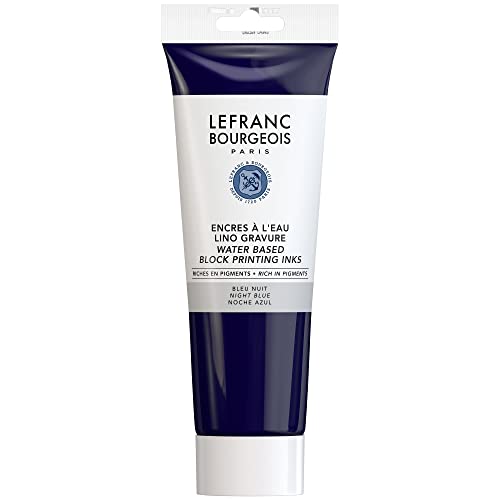 Lefranc Bourgeois 188911 Linoldrukverf op waterbasis, veegvast, soepel voor hogedruktechnieken in de tube van 250 ml - Night Blue