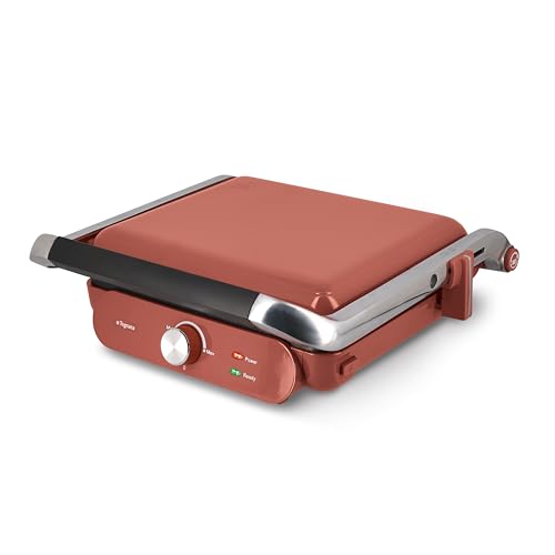 Tognana Iridea, Bistecchiera Elettrica 2000 W con piastre antiaderenti rimovibili di grandi dimensioni, Rosso Mela