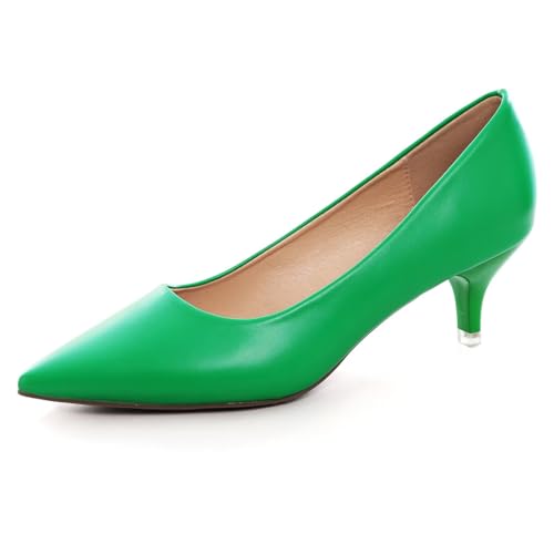 Image of Women's Low Kitten Heel Pumps Classic Fashion Dress Pumps Simple Heeled Shoes for Office Work
