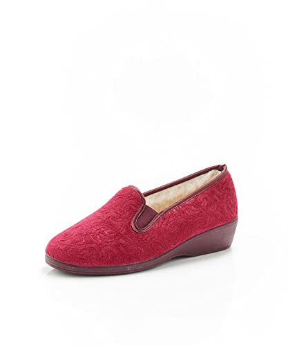 Damart - Pantoufles Velours, Motif Cachemire pour Femme, couleur : Bordeaux, taille : 37 Cover