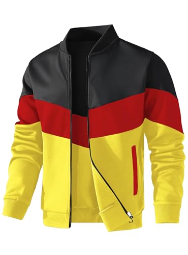 Image of HYPESTFIT Mens Lightweight Jacket Casual Bomber Jacket Color Block Varsity Coat