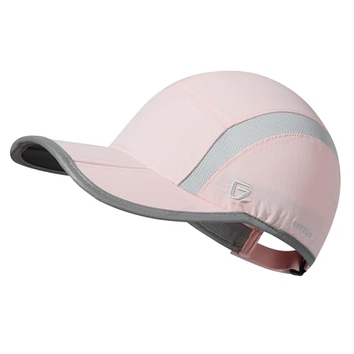 Gadiemkensd Baseball Cap Nylon Running Cap Outdoor Sports Hat For Men Women Adjustable Quick Drying Reflective Foldable Upf50+ Breath Mesh Water Repellency Race Performance Lightweight Light Pink