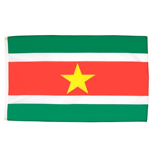Image of AZ FLAG - Suriname Flag - 2x3 Ft - 100D Polyester Surinamese Banner with Two Metal Grommets - Fade Resistant - Vivid Colors - 2' x 3' Feet - 90x60 Cm