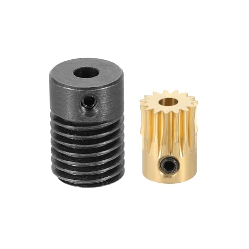 Image of sourcing map Worm Gear Set 15T 0.5 Module 15:1 Reduction Rate, Right Rotation Drive Gear Box Wheel Reduce Transmission Part (Brass Gear-3mm Bore, #45 Steel Rod 4mm Bore)