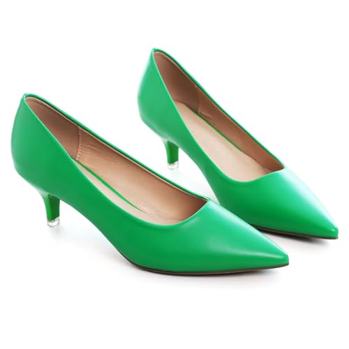 Image of Women's Low Kitten Heel Pumps Classic Fashion Dress Pumps Simple Heeled Shoes for Office Work