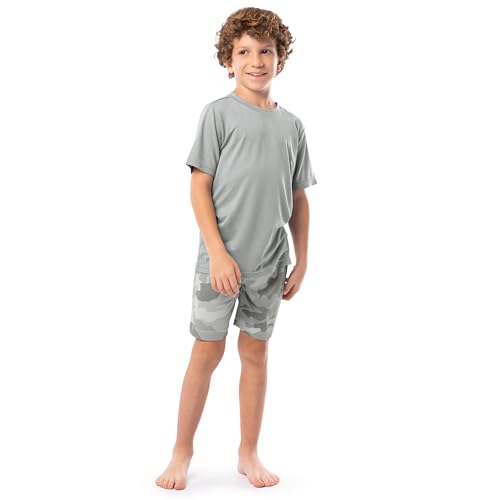 Fruit of the Loom Boy's Getaway Loose Fit 4-piece Pajama Set, OrangeCamo, 4/5 - image 3