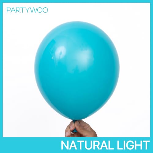 Image of PartyWoo Dark Teal Balloons 140pcs Different Sizes Pack of 18 12 10 5 Inch Turquoise Aqua Blue Teal Balloons for Wedding Baby Shower Gender Reveal Engagement Birthday Pool Party Decorations Blue-Y17