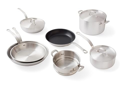 Daniel Boulud Kitchen - 10pc Cookware Set - French Inspired 5-Ply Stainless Steel Pots & Pans Cooking Set, Sturdy Heat-Resistant Handles, Induction Compatible & Oven Safe