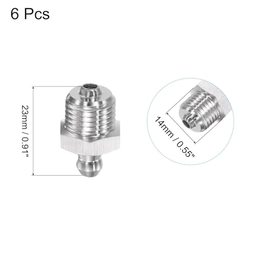 Image of uxcell 6Pcs Metric Stainless Steel Straight Grease Fitting M12 x 1.25mm Thread Hydraulic Grease Fitting Accessories