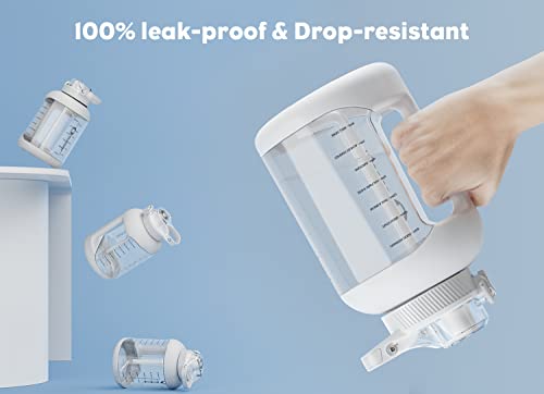 Encool 0.4 Gallon Motivational Water Bottle With Time Markers, 51 Oz Water Jug Removable Straw And Handle, Leak-Proof Lid Bpa Free Tritan Plastic For Outdoor Sports, Gym, And Fitness (Snowflake) #TOP2