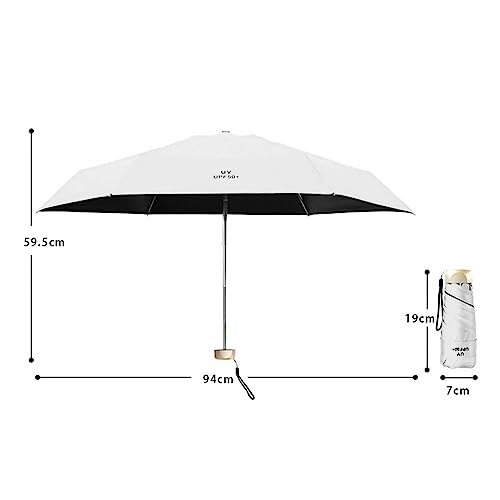 Yechiry Parasol Słoneczny, Mini Składany Parasol Podróży, Podwójne Użycie Sunshine Protection Sunshade Parasol z czarną powłoką Kleju i obudową na Deszcz na Zewnątrz lub Blask (WHITE)
