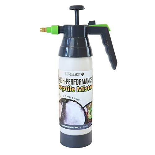 高性能爬行动物喷雾器 | 超细两栖动物喷雾器 | 玻璃容器湿度雾化器 | 持续温和喷雾 | 适用于壁虎、变色龙、乌龟和蜥蜴的加湿器 | 32 盎司瓶