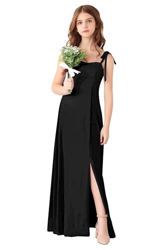 Chiffon Junior Bridesmaid Dresses for Teen Girls Spaghetti Straps Junior Formal Dress with Slit