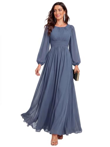 Image of Ever-Pretty Women's Chiffon Long Sleeve Formal Wedding Guest Dresses