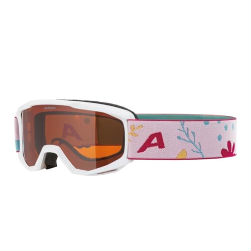 ALPINA PINEY - Beschlagfreie, Extrem Robuste & Bruchsichere Skibrille Mit 100% UV-Schutz Für Kinder, white-flower matt, One Size