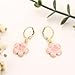 Cute Sakura Flower Hoop Earrings for Women, Sweet Stunning Enamel Cherry Blossom Drop Dangle Earrings Trendy 14K Gold Beauty Aesthetic Jewelry Gifts (Pink)
