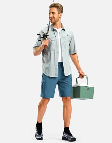 Image of Pudolla Men's Hiking Cargo Shorts with 5 Pockets Lightweight Casual Shorts