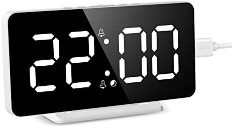 Criacr LED Digital Alarm Clock, 6.5" Large LED Display Alarm Clock with Auto/Manual Dimmer, 2 Alarms, Snooze Function, USB Port, Memory Function, Wall Hanging for Travel, Bedroom